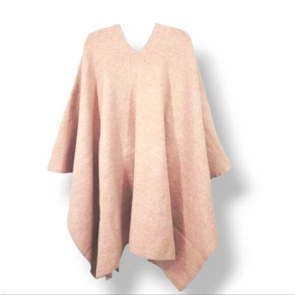 NEW Lulu's Keep Things Cozy Pale Pink/Taupe Knit Poncho Size S/M - Picture 4 of 10